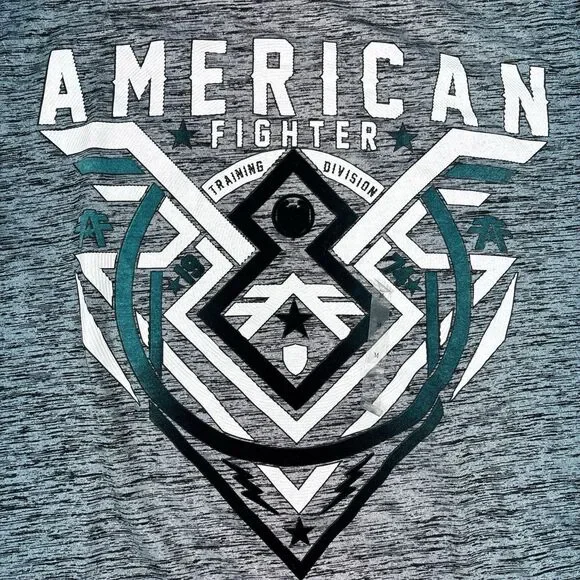 NEW American Fighter Shirt Mens Blue Division Tee Velvet Graphic Size Medium - Picture 3 of 7